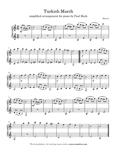 Turkish March (Rondo Alla Turca) – W A Mozart Turkish March