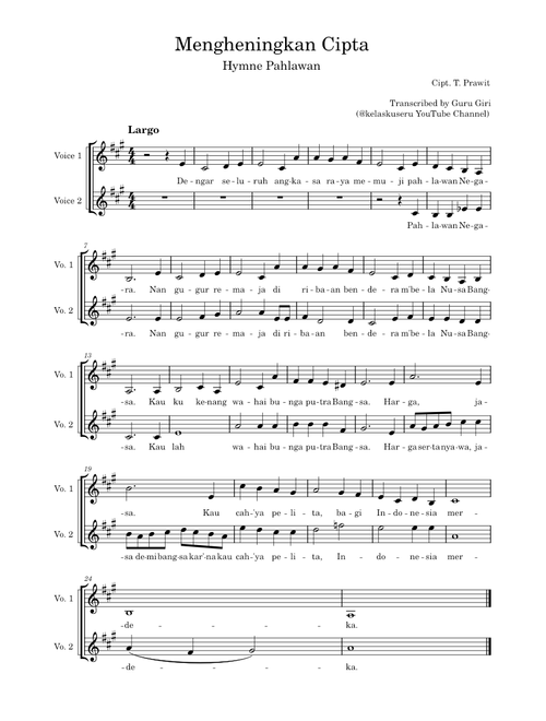 Mengheningkan Cipta (Hymne Pahlawan) – T. Prawit