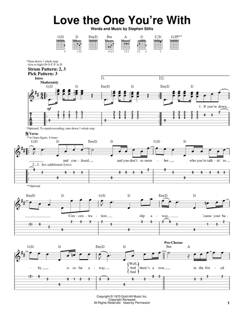 Love The One You're With - Crosby Stills & Nash, The Isley Brothers (Easy Guitar with TAB)