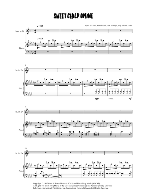 Sweet Child O' Mine (Arr. Grant Golding) - Guns N' Roses (Instrumental Solo (with Piano Accompaniment))