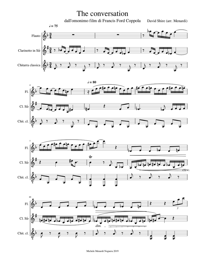 The conversation soundtrack (francis ford coppola) for flute