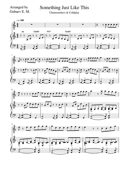 Something Just Like This - almost full score Goot & Bailey (vocal + piano)