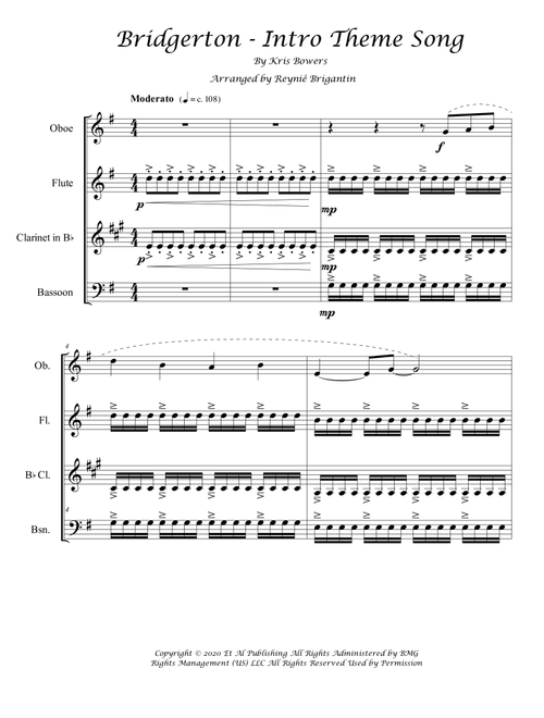 Bridgerton Theme (Arr. Reyniê Brigantin) - Kris Bowers (Woodwind Ensemble)