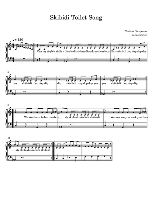 Skibidi (Arr. John Nguyen) - Ilia Vladimirovich Prusikin, Liubim Khomchuk (Piano Solo)