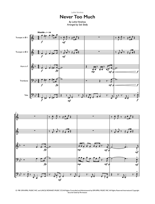 Never Too Much (Arr. Seb Skelly) - Luther Vandross (Brass Ensemble)
