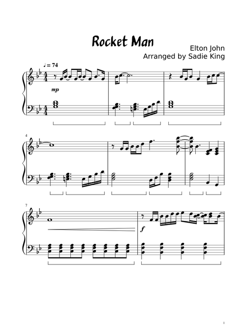 Elton John - Rocket Man - Easy piano