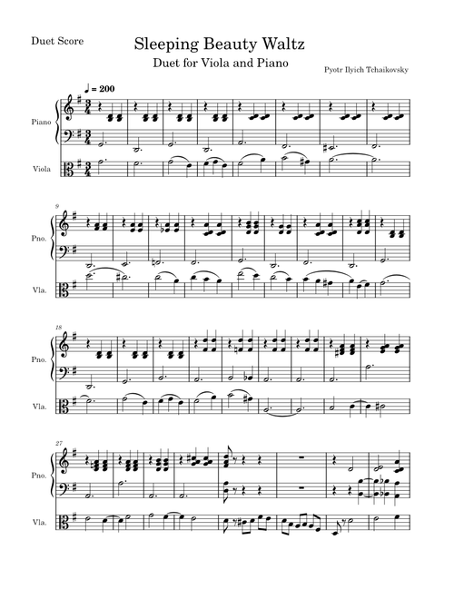 Sleeping Beauty Waltz – Pyotr Ilyich Tchaikovsky Sleeping_Beauty_Waltz- Piano and Viola Duet