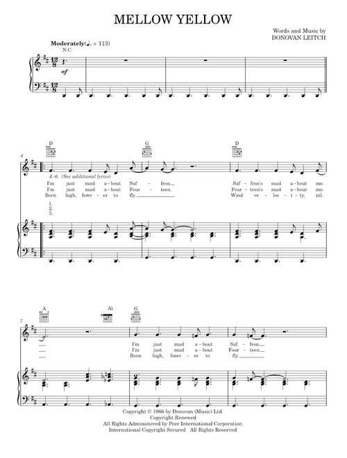 Mellow yellow - Donovan (Piano-Vocal-Guitar)