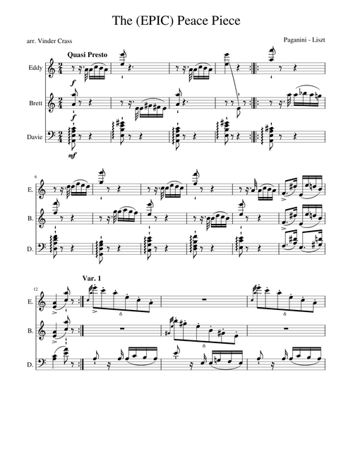 Liszt - Etude no. 6 (2 Violins and 1 Bass) (For Twoset and Davie)