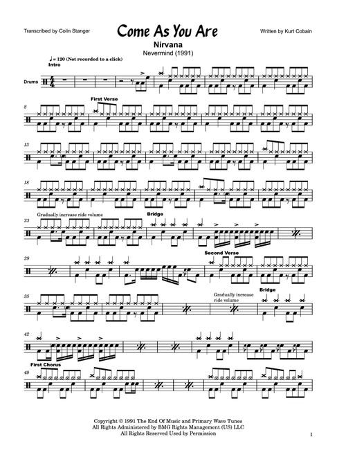 Come As You Are (Arr. Colin Stanger) - Nirvana (Drums)
