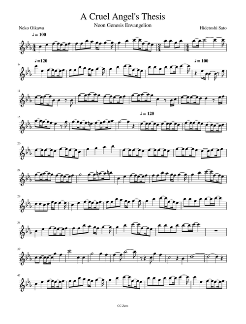 A Cruel Angel's Thesis Zankoku na Tenshi no Thesis flute flauta