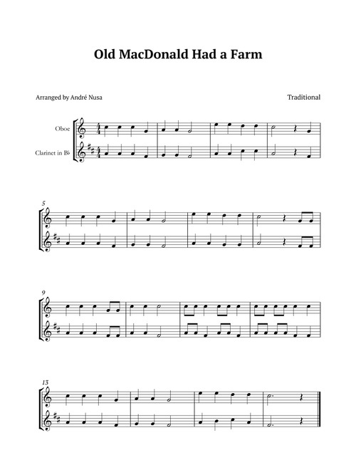 Old MacDonald Had a Farm (Arr. André Nusa) - Traditional (Instrumental Duet)
