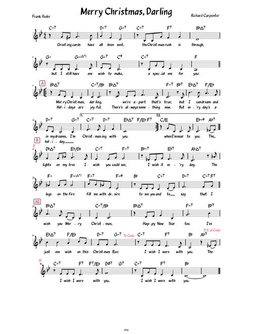 Merry Christmas, Darling  (Lead sheet with lyrics )
