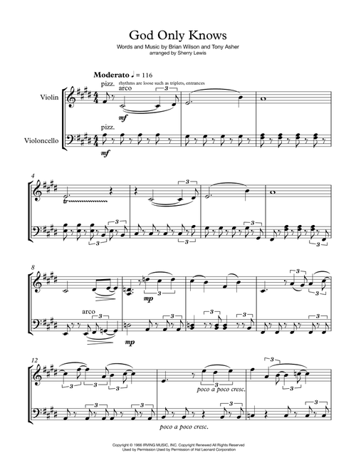 God Only Knows (Arr. Sherry Lewis) - The Beach Boys (Instrumental Duet)