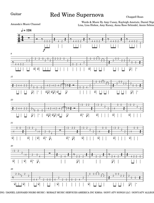 Red Wine Supernova (Arr. Amanda's Music Channel) - Chappell Roan (Solo Guitar)