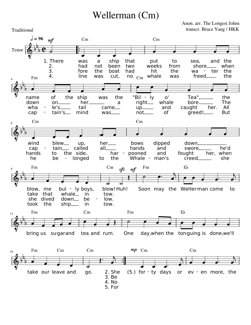 Wellerman Sheet music for Tenor (Mixed Ensemble) | Musescore.com