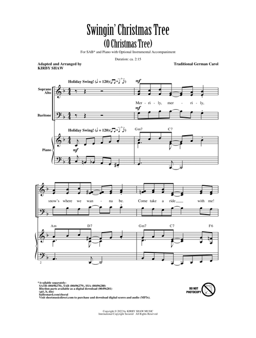 Swingin' Christmas Tree (O Christmas Tree) (arr. Kirby Shaw) - Traditional German Carol (Choral, SAB)