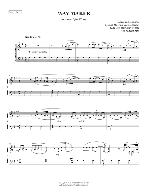 Way Maker (Arr. Sean Kim) - Leeland (Piano Solo)