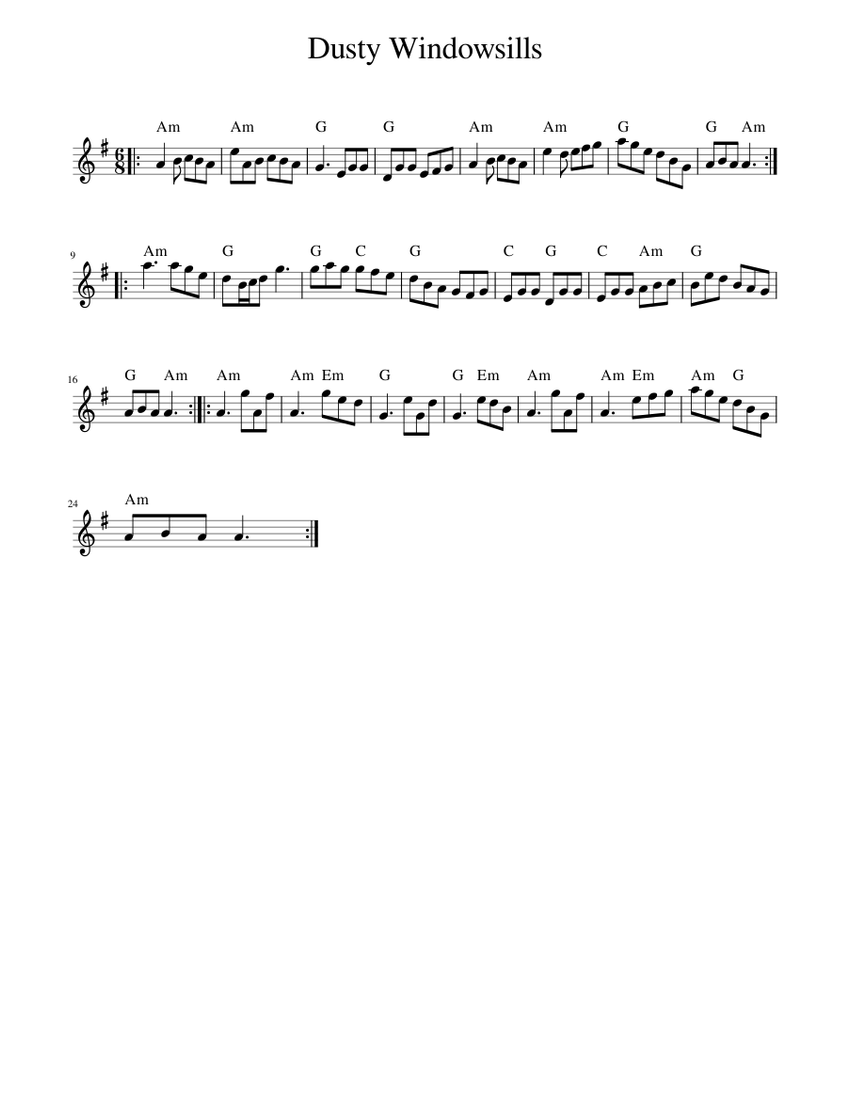 Dusty Windowsills Sheet Music For Piano Solo Musescore