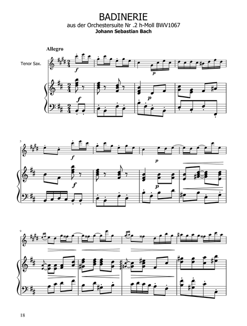 Badinerie - J.S Bach - BWV 1067 - Tenor Sax Solo w/ Piano (Arr. Ygor Nunes) - Johann Sebastian Bach (Tenor Sax and Piano)