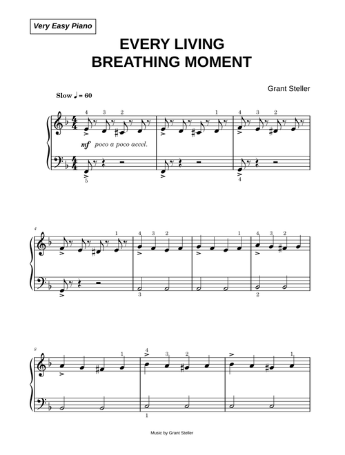 Every Living Breathing Moment - Grant Stellar (Very Easy Piano)