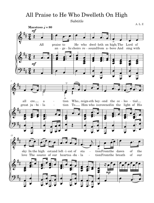 "All Praise to He Who Dwells on High" (piano & cello) – zavierlong