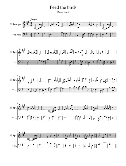 Feed The Birds (tuppence A Bag) (Arr. Edward Fall) - Richard M. Sherman, Robert B. Sherman (Instrumental Duet)