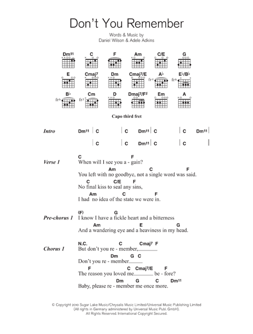 Don't You Remember - Adele (Guitar Chords-Lyrics)