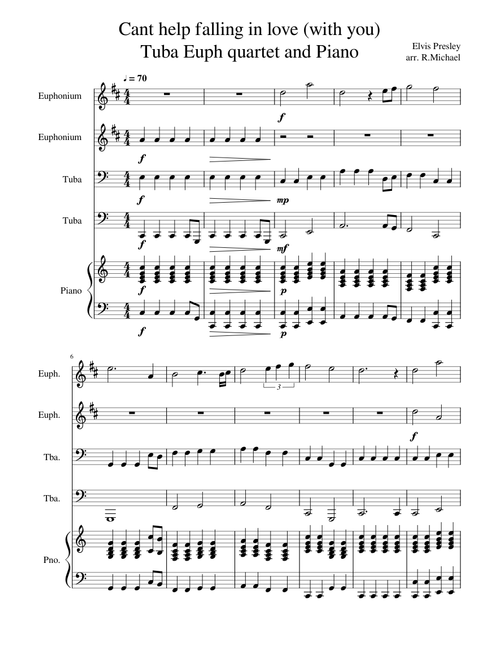 Cant help falling in love with you Tuba quartet and piano