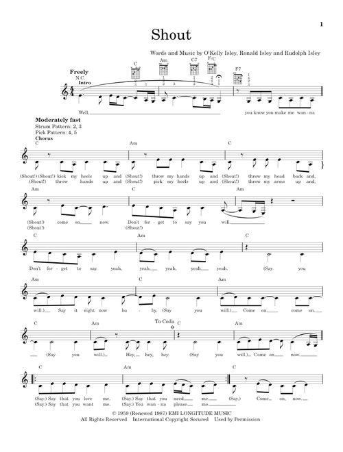 Shout - The Isley Brothers (Easy Guitar)