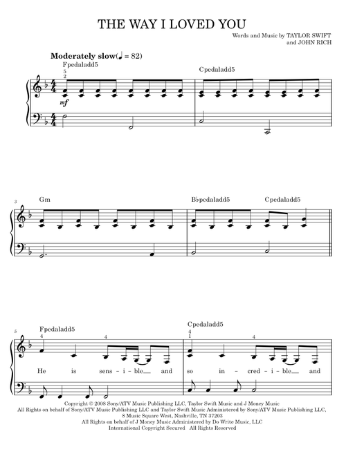 The way i loved you - Taylor Swift (Easy Piano)