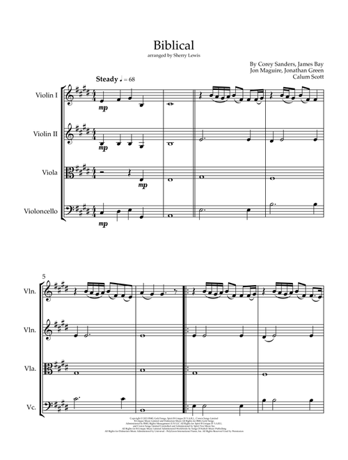Biblical (Arr. Sherry Lewis) - Calum Scott (String Quartet)