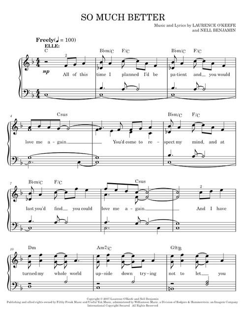 So Much Better - Laurence O'Keefe, Legally Blonde Musical, Nell Benjamin (Easy Piano)