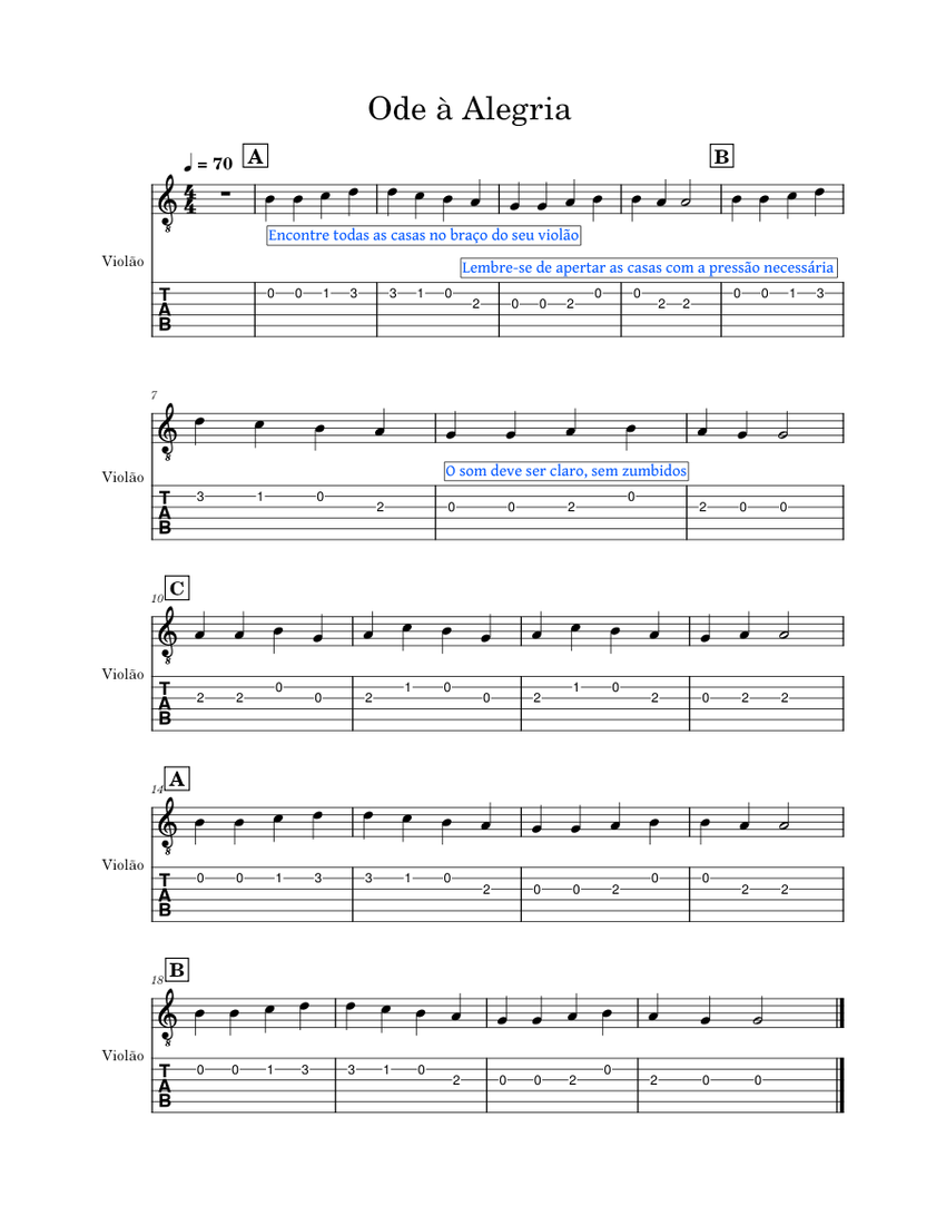 Ode à Alegria Sheet music for Guitar (Solo)