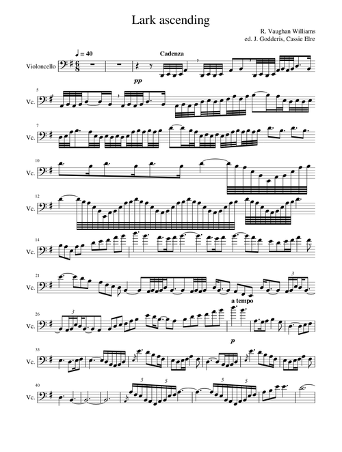 The Lark Ascending (solo cello) – Ralph Vaughan Williams