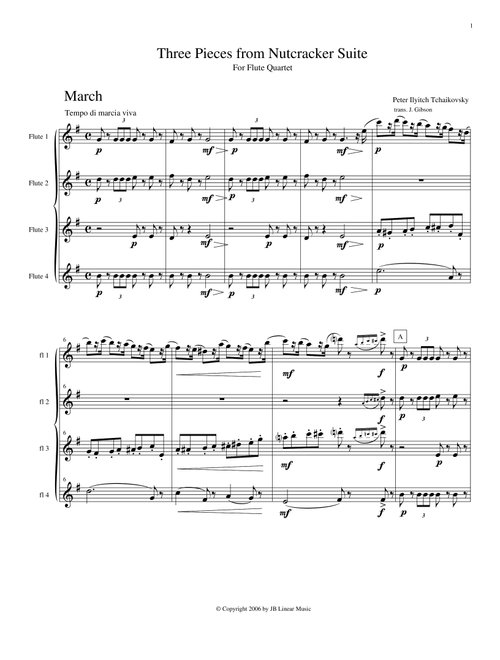 3 Pieces from The Nutcracker for Flute Quartet (Arr. John Gibson) - Tchaikowsky (Woodwind Ensemble)