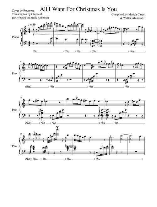 All I Want For Christmas Is You (4 Hands) - Cover by Rousseau