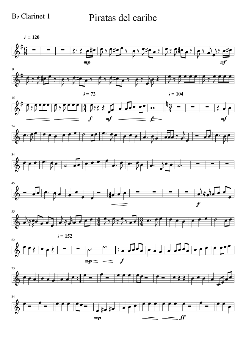 rápido absceso limpiar Piratas del caribe clarinete 1 Sheet music for Clarinet in b-flat (Solo) |  Musescore.com