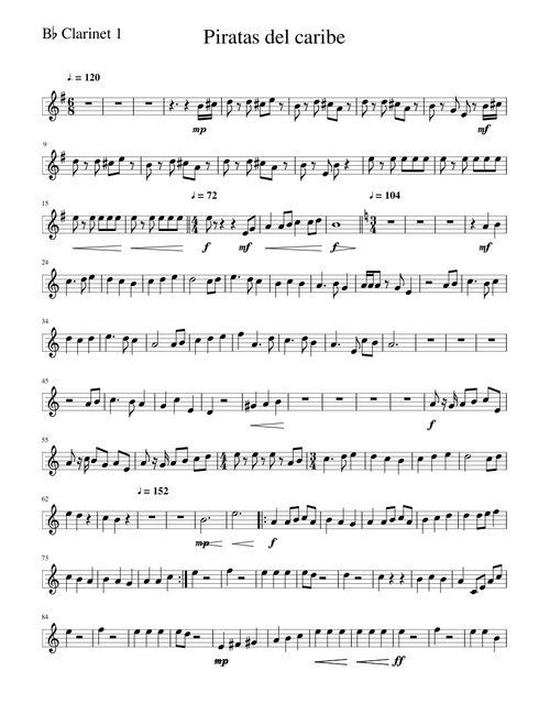 Piratas del caribe clarinete 1