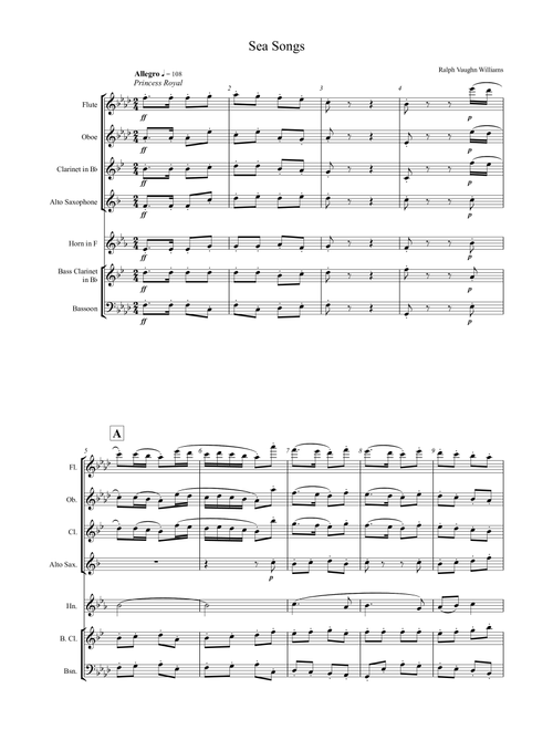 Sea Songs (Arr. Michael Young) - Ralph Vaughan Williams (Woodwind Ensemble)