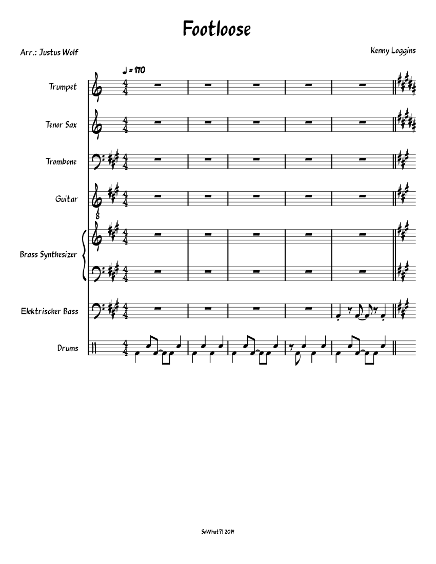 FOOTLOOSE マーチングバンド楽譜 Footloose Sheet Music with Chords
