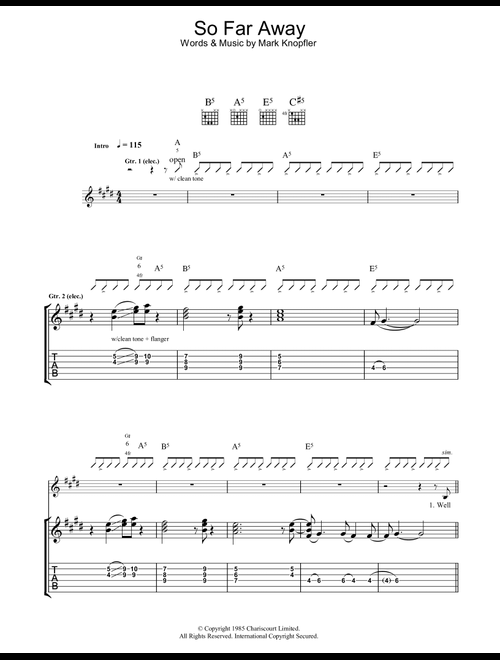So Far Away - Dire Straits (Guitar Tab)