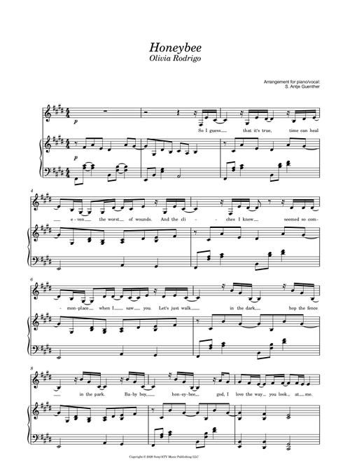 Honeybee (Arr. S. Antje Guenther) - Olivia Rodrigo (Piano Vocal)