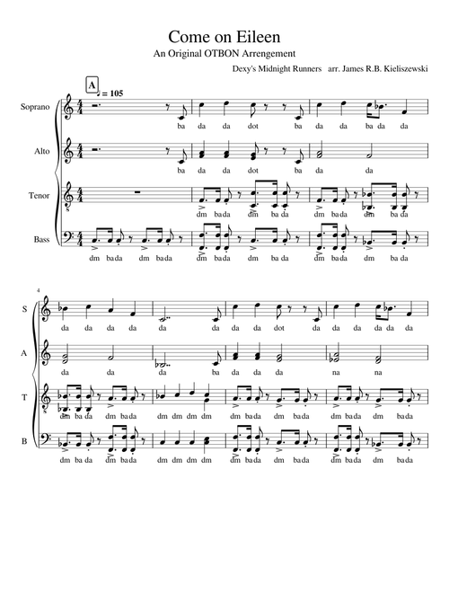 Come on Eileen -SATB A Capella
