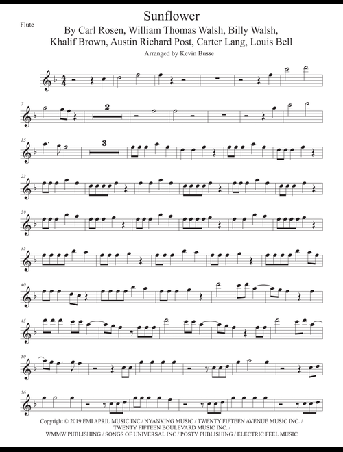 Sunflower (Arr. Kevin Busse) - Post Malone & Swae Lee (Flute Solo)