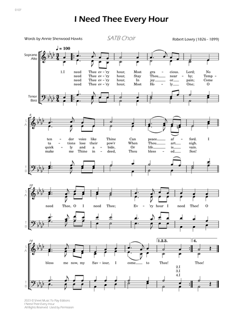 I Need Thee Every Hour - SATB Choir (Arr. César Madeira) - Robert Lowry (Choral, SATB)