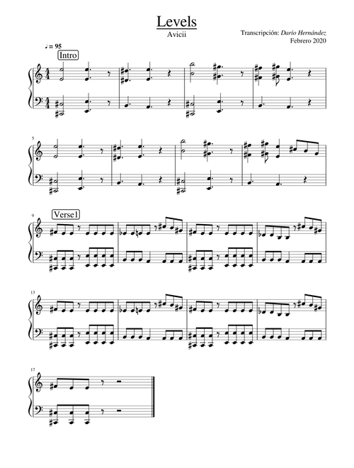 Levels - Avicii (Piano fácil)