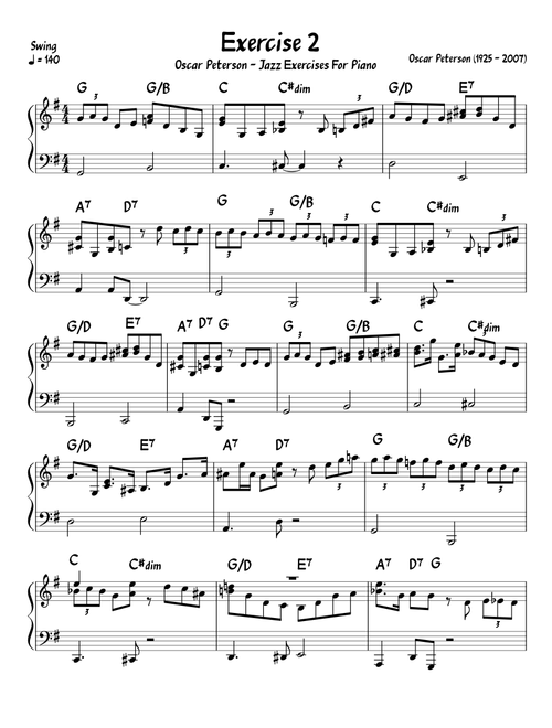 Oscar Peterson - Jazz Exercises for Piano - Exercise 2
