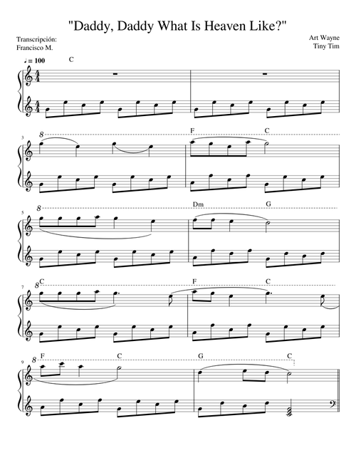 Daddy, Daddy What Is Heaven Like? - Tiny Tim / Piano