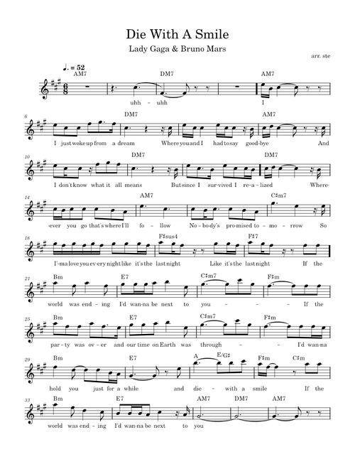 Die With A Smile [Lead Sheet] - Lady Gaga Bruno Mars